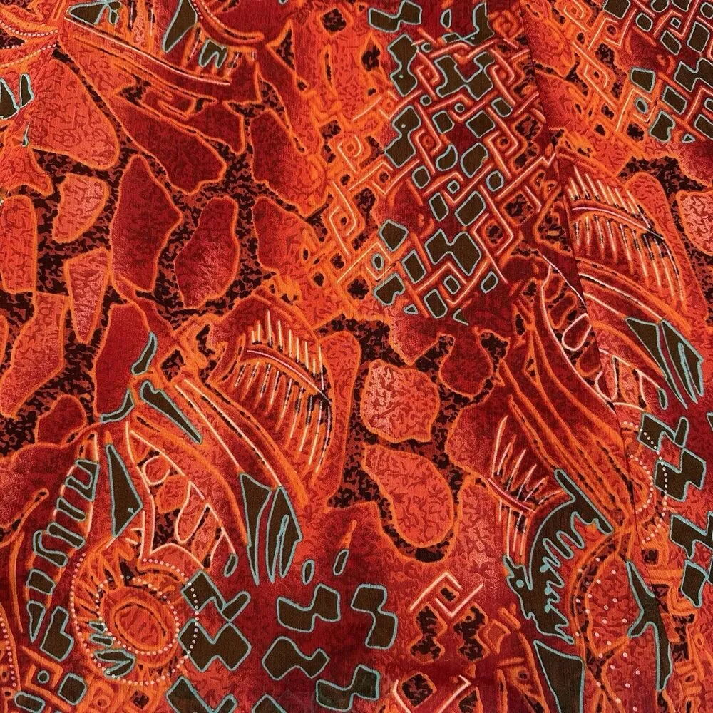 Coldwater Creek Midi A-line Abstract Print Chiffon Lined Skirt Large Fall Colors